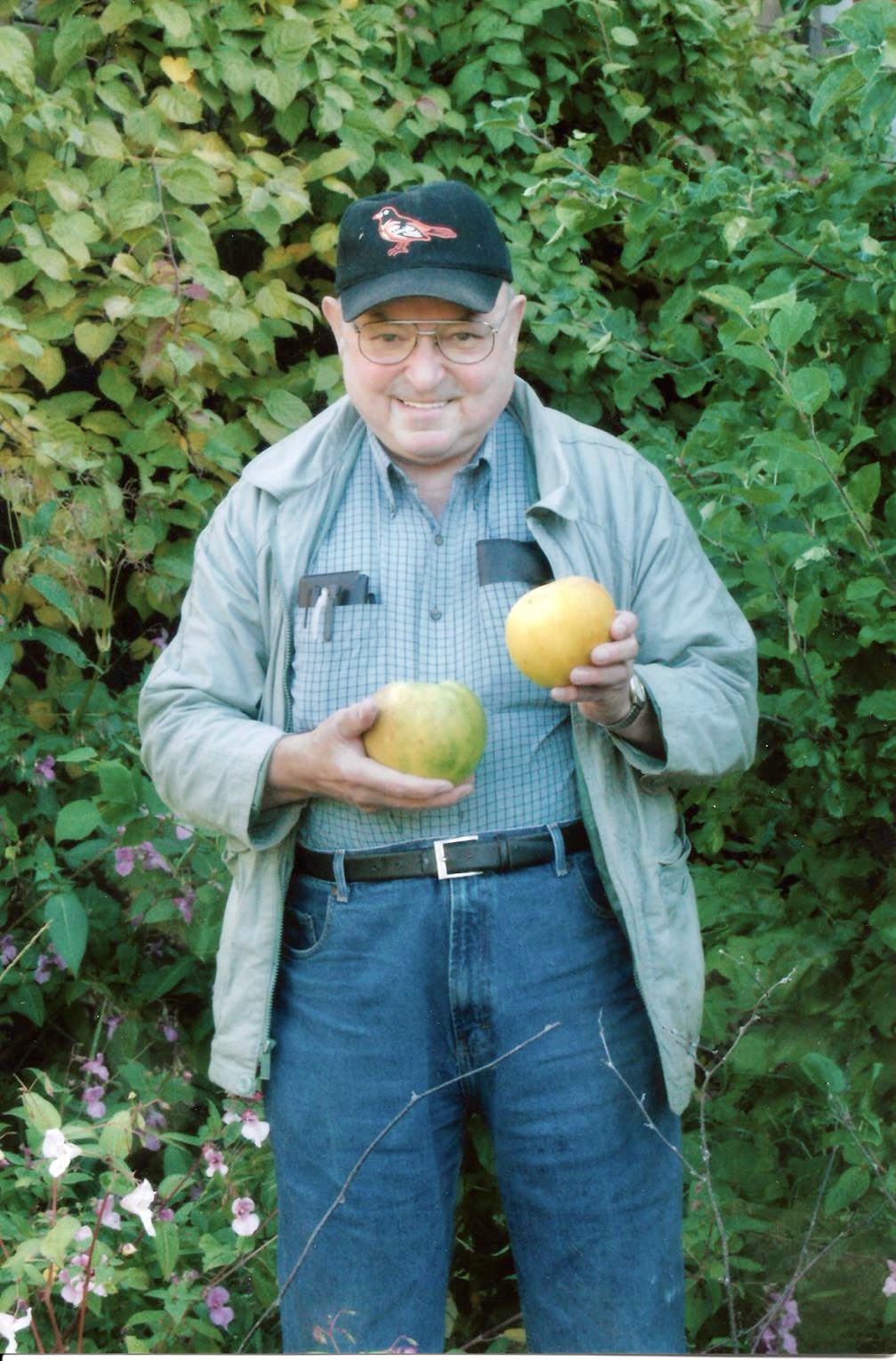 Bob Boyer holding a large prairie magic apple